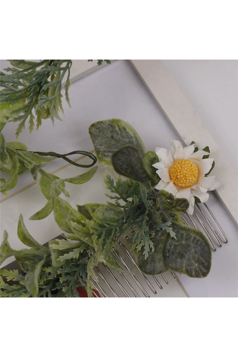 Handmade Imitation Green leaves Daisy Flower Bridal Headpin Set