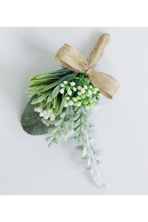 Artificial Greenery Groom Boutonniere