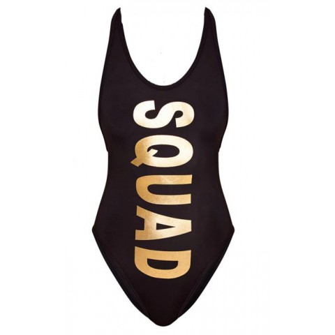 Squad Printed Bachelorette Party One Piece Swimsuit