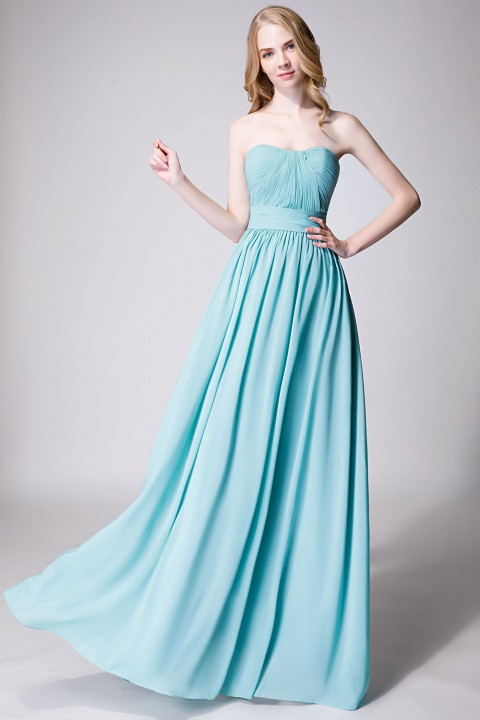 Cute Strapless Sweetheart Chiffon Bridesmaid Dress with Corset Back