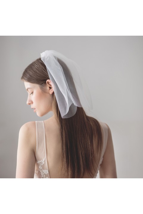 White Two-Tier Short Soft Tulle Wedding Bridal Covering Veil With Comb