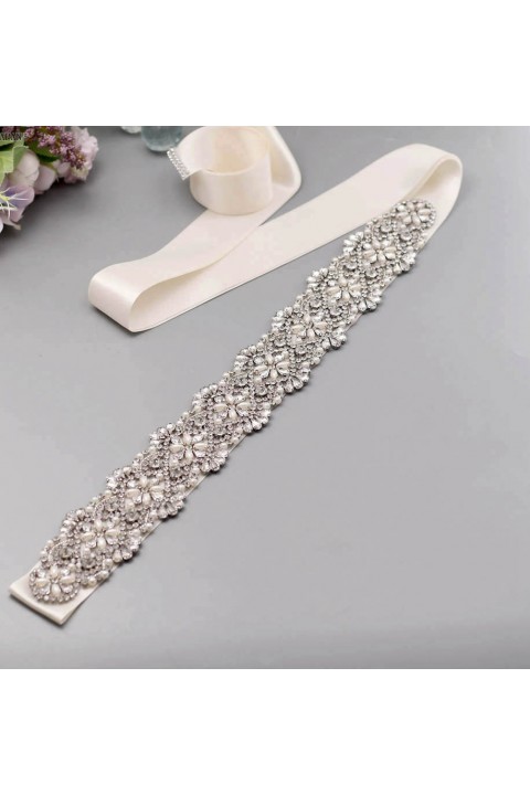 Rhinestone Crystal Ribbon Bridal Sash