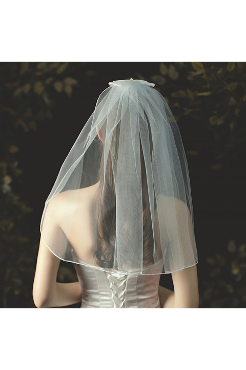 New Bow Decor Short Bridal Veil with Comb