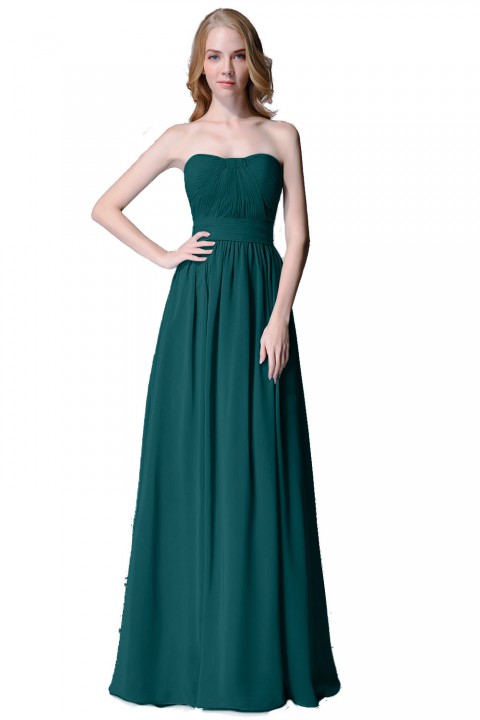 Cute Strapless Sweetheart Chiffon Bridesmaid Dress with Corset Back