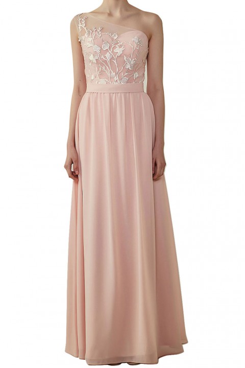 Clearance | Illusion Sweetheart One Shoulder Tulle A-Line Bridesmaid Dress	