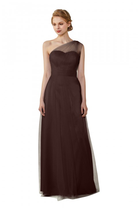 Romantic Illusion One-Shoulder Tulle Open Back Bridesmaid Dress 