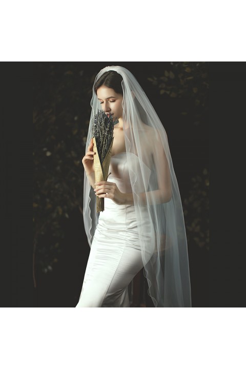 Simple Single Layer Long Soft Tulle Wedding Bridal Veil With Comb