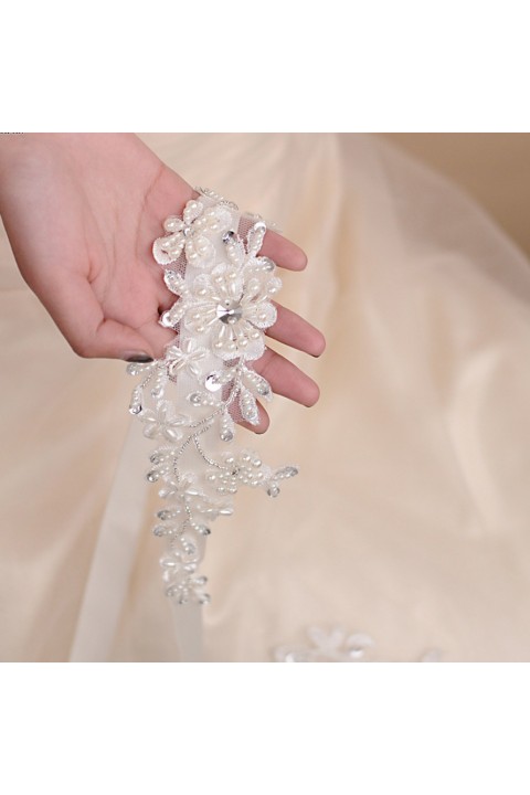 Pearl Beaded Ribbon Bridal Sash