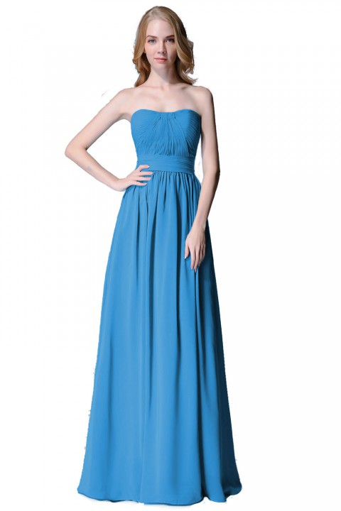 Cute Strapless Sweetheart Chiffon Bridesmaid Dress with Corset Back