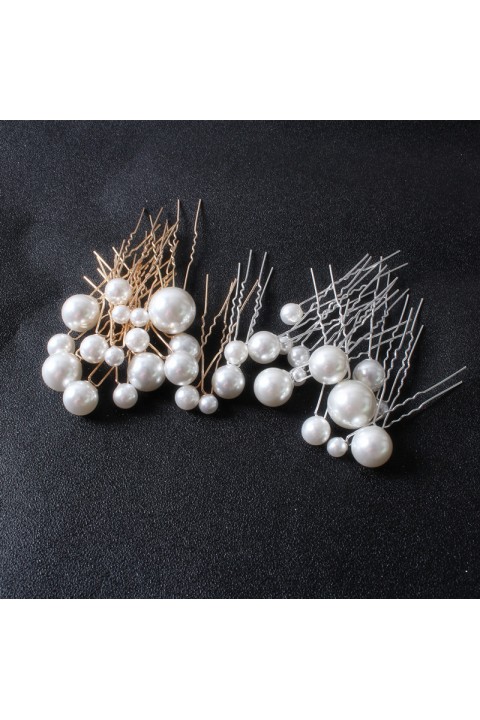 Simple Pearl Decorated Bridal Hairpins (18 in a set)