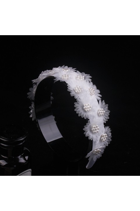 Handmade White Pearl Flower Piece Bridal Headband