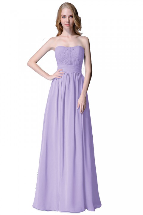 Cute Strapless Sweetheart Chiffon Bridesmaid Dress with Corset Back