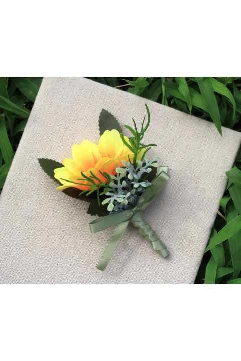 Sunflower Wedding Wrist Corsage & Boutonniere