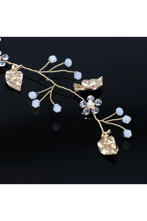 Crystal Branch Leaf Shaped Bridal Headpiece