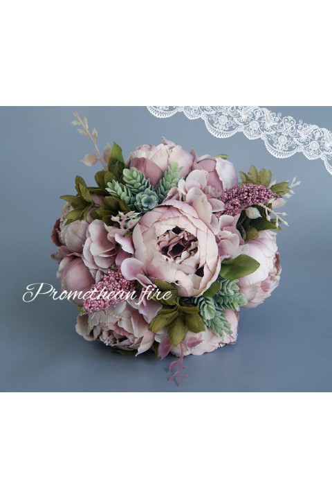 Artificial Silk Flower Greenery Wedding Bouquet