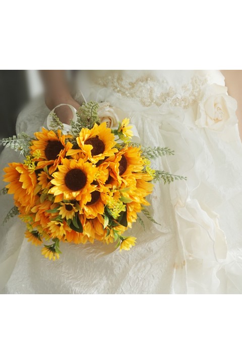 Artificial Sunflower Leaf Wedding Bouquet
