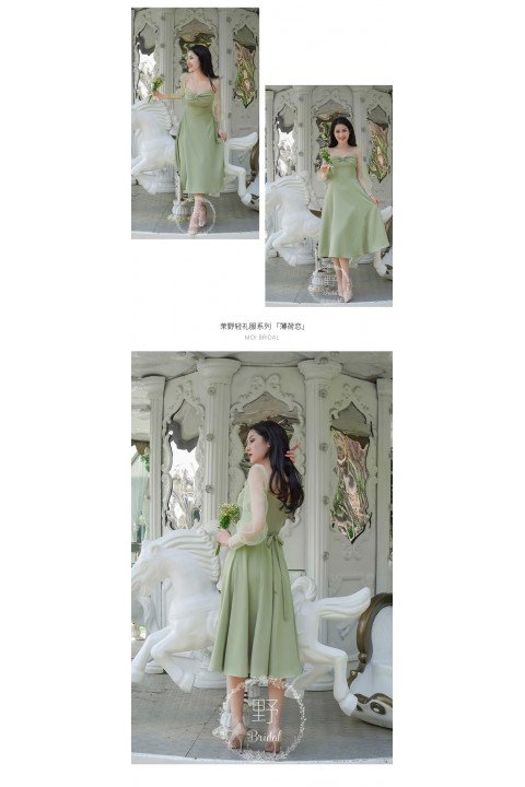 Laurel Green Sweetheart Neck Tulle Long Sleeves High Waist Lace Bridesmaid Dress
