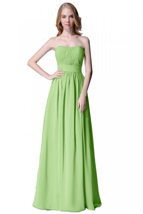 Cute Strapless Sweetheart Chiffon Bridesmaid Dress with Corset Back