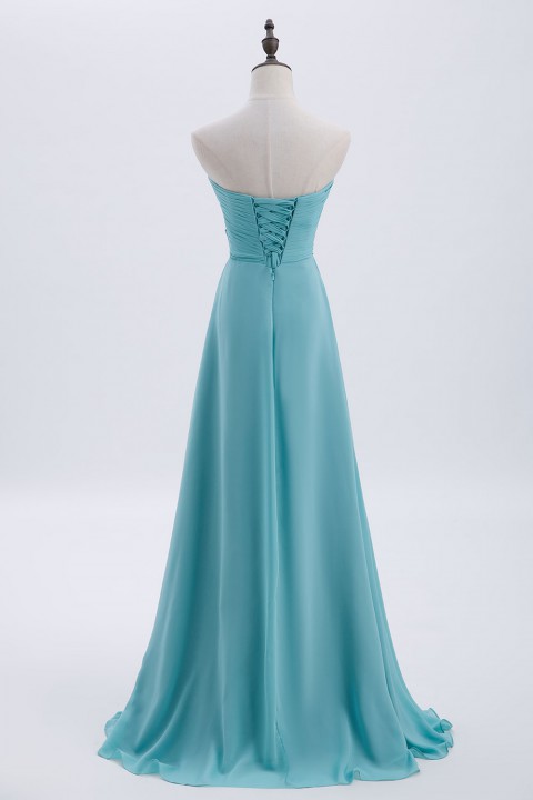 Cute Strapless Sweetheart Chiffon Bridesmaid Dress with Corset Back