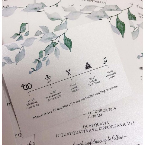 Rustic Greenery Printed Customized Wedding Invitation with RSVP