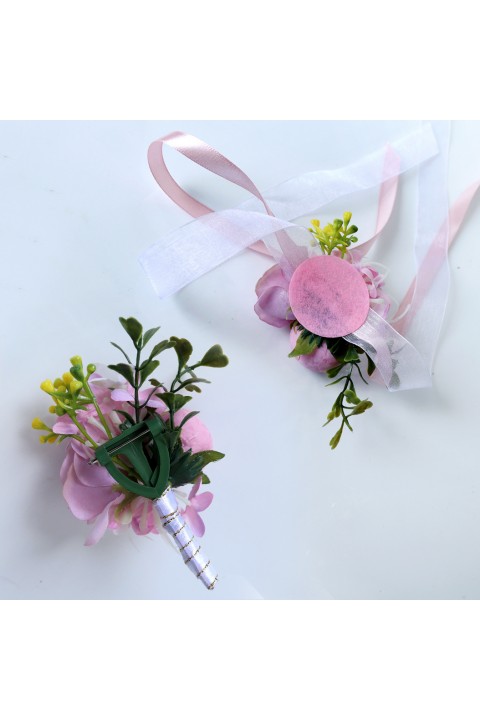 Artificial Flower Wedding Wrist Corsage & Boutonniere