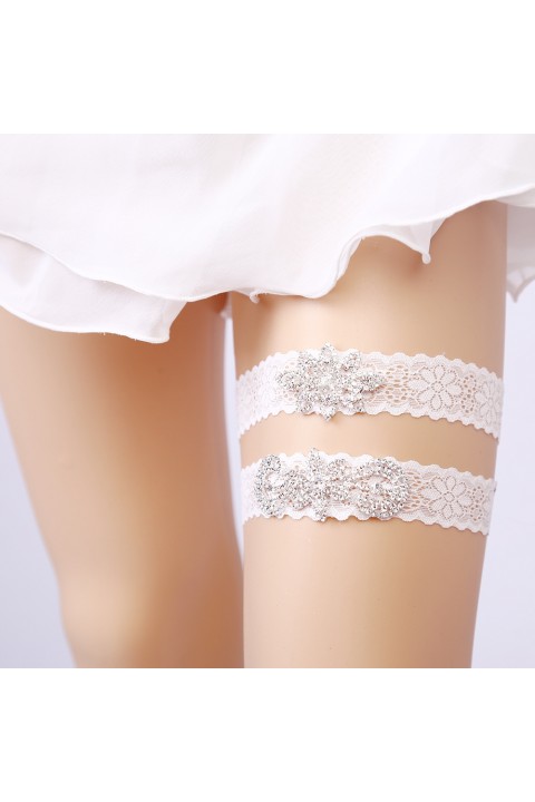 Crystal Lace Elastic Bridal Garter Set