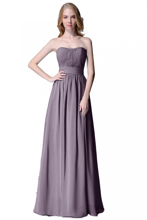 Cute Strapless Sweetheart Chiffon Bridesmaid Dress with Corset Back