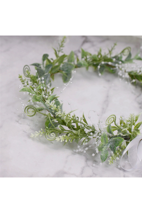 Handmade Green Plant Imitation Bead Wreath Bridal Headpiece Series