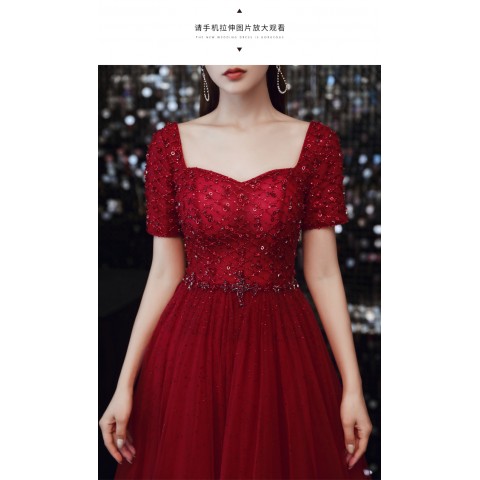 Elegant Sweetheart Neck Beaded & Sequin Decor Tulle Party Dress