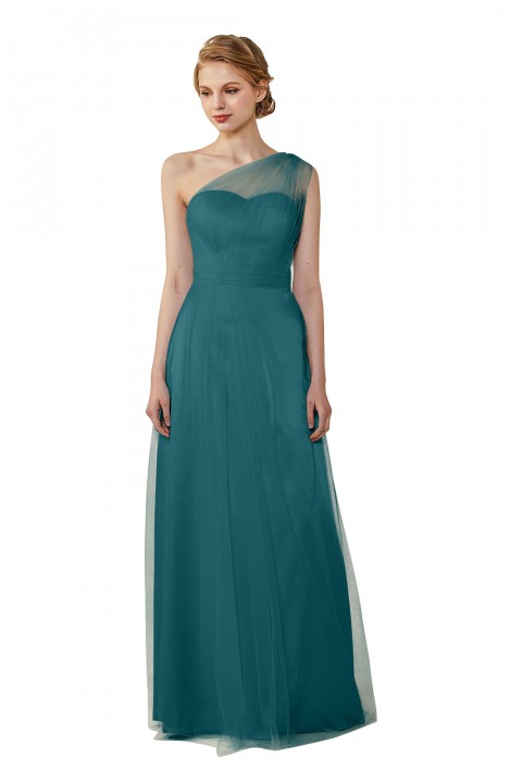 Romantic Illusion One-Shoulder Tulle Open Back Bridesmaid Dress 