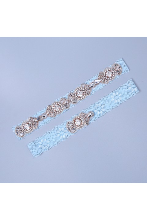 Crystal Elastic Lace Bridal Garter Set