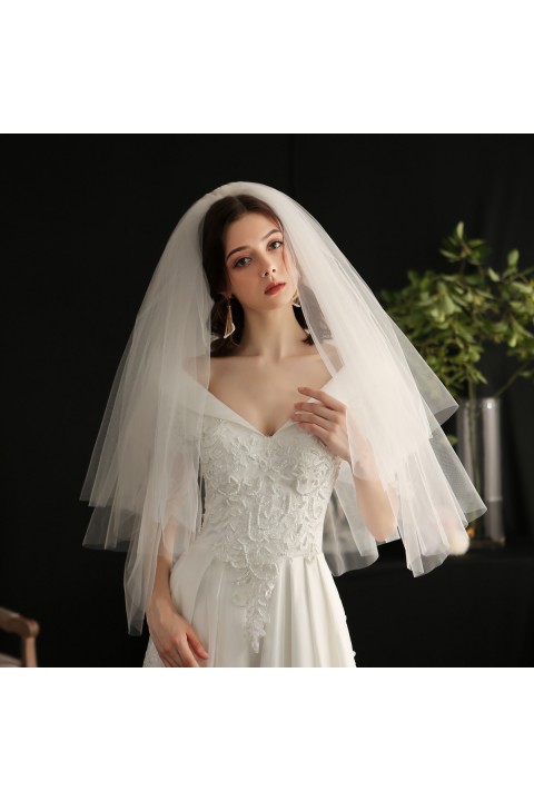 Simple Multi-Layers Bouffant Wedding Bridal Veil With Comb