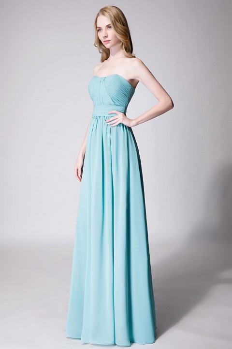 Cute Strapless Sweetheart Chiffon Bridesmaid Dress with Corset Back