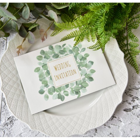Rustic Greenery Leaf Printed Customized Wedding Invitation