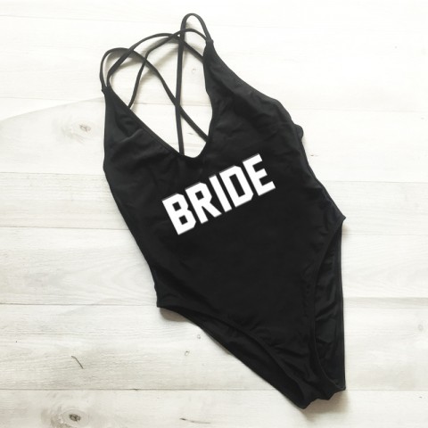 Brides Printed Strappy Back Bachelorette Party One Piece Swimsuit