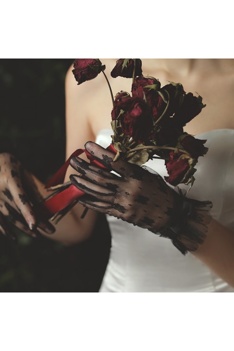 Sexy Black Lace Wedding Bridal Gloves