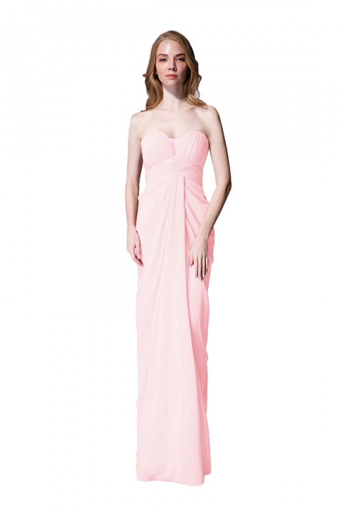 Strapless Sweetheart Chiffon Drape Bridesmaid Dress Long