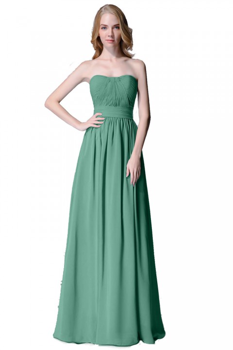 Cute Strapless Sweetheart Chiffon Bridesmaid Dress with Corset Back