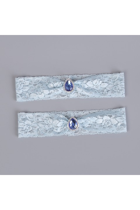 Crystal Decor Elastic Lace Bridal Garter Set