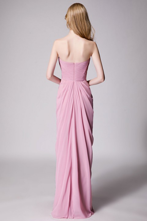 Strapless Sweetheart Chiffon Drape Bridesmaid Dress Long