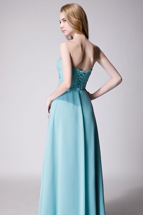 Cute Strapless Sweetheart Chiffon Bridesmaid Dress with Corset Back