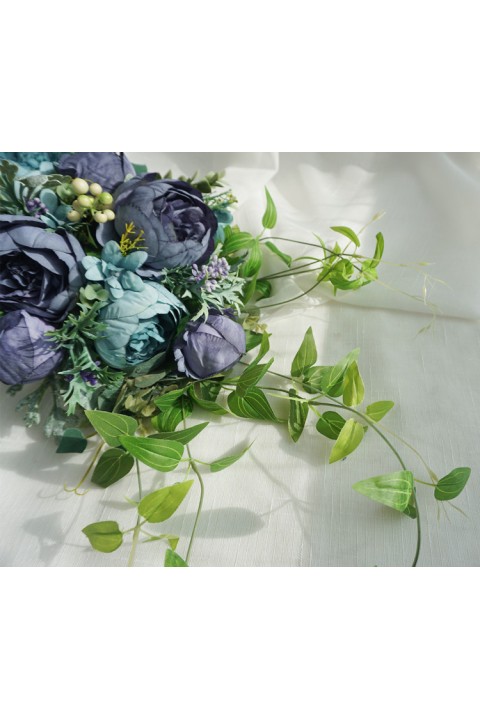 Artificial Silk Flower Leaf Cascade Bridal Bouquet