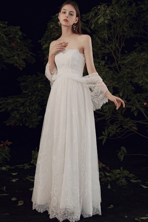Sweetheart Cape A-Line Lace Casual Wedding Dress