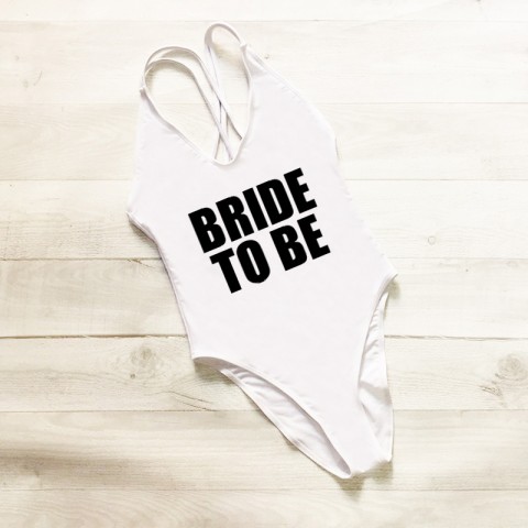 Bride to Be Printed Strappy Back Bachelorette Party One Piece Swimsuit