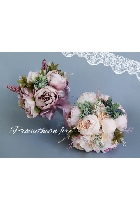 Artificial Silk Flower Greenery Wedding Bouquet