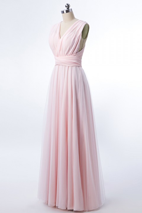 Multi-Wear Open Back Tulle Bridesmaid Dress Long