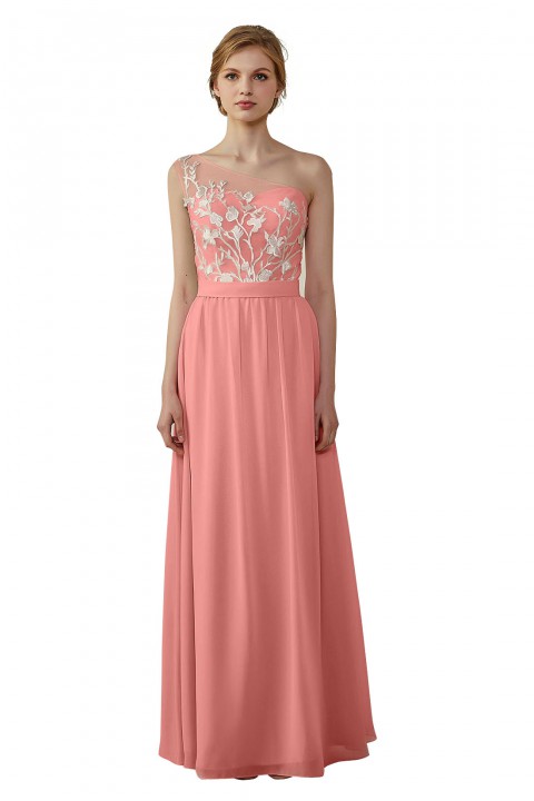 Illusion Sweetheart One Shoulder Lace A-Line Bridesmaid Dress