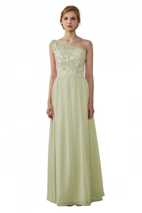 Illusion Sweetheart One Shoulder Lace A-Line Bridesmaid Dress