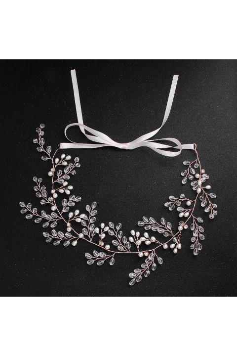 Pearl Crystal Branch Bridal Headband