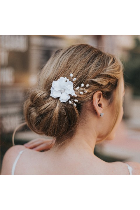 Flower Pearl Decor Bride Hairpin